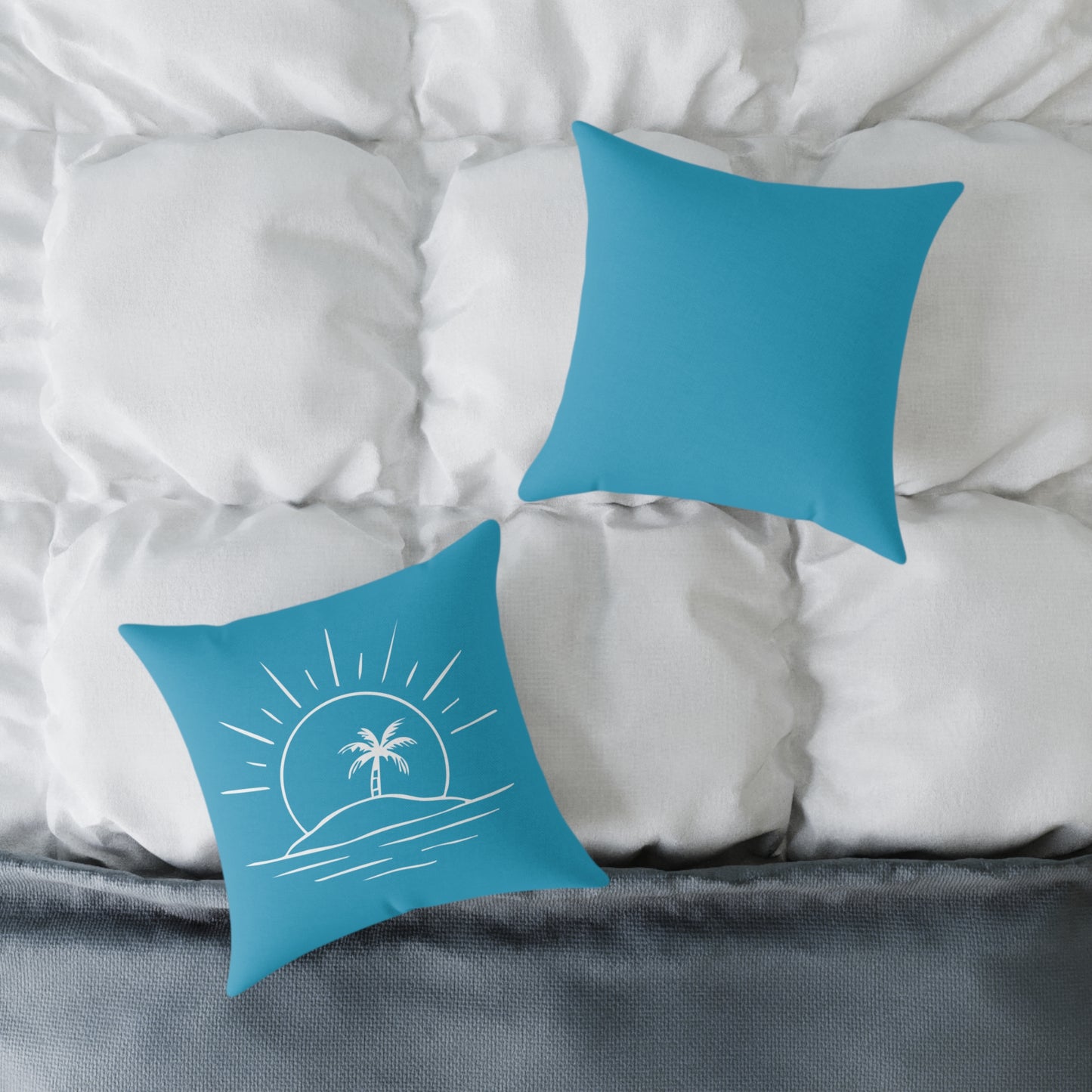 Tropical Sunset Palm Square Pillow — Beach Vibes Decorative Throw Pillow