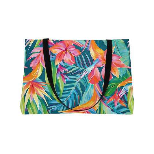 Beach Bag, Tropical Floral Weekender Tote Bag - Travel Bag, Grocery Tote, Summer Handbag, Gift for Her