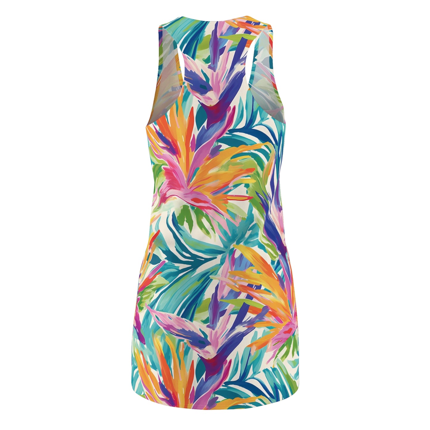 Women’s Tropical Floral Birds of Paradise Racerback Summer Dress
