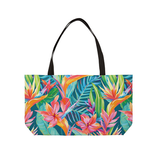 Beach Bag, Tropical Floral Weekender Tote Bag - Travel Bag, Grocery Tote, Summer Handbag, Gift for Her