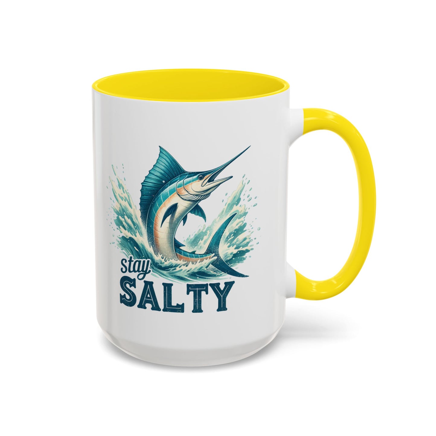 Stay Salty Swordfish Ceramic Coffee Mug 15oz, Fishing, Fisherman Mug Cup