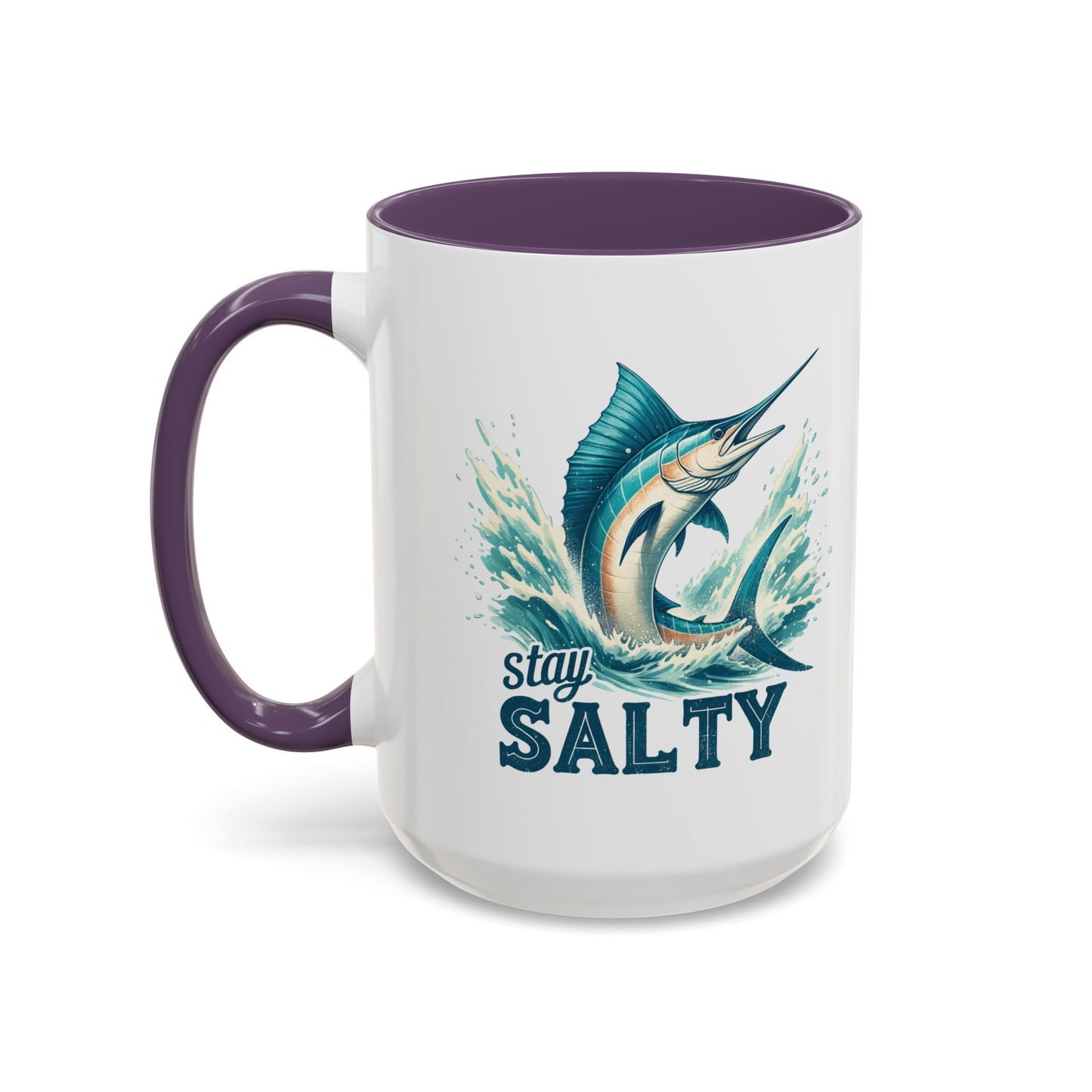 Stay Salty Swordfish Ceramic Coffee Mug 15oz, Fishing, Fisherman Mug Cup