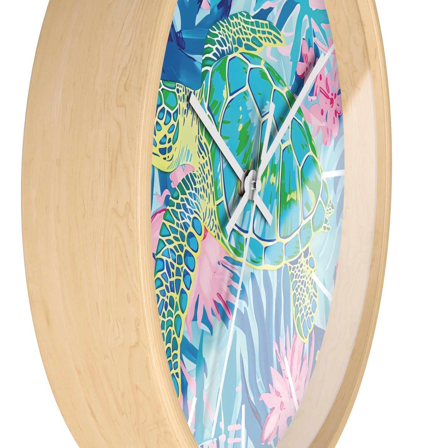 Colorful Coastal Clock, Turtle Wall Clock, Tropical Decor, Beach House Wall Art, Nautical Gift, Sea Turtle Home Decor