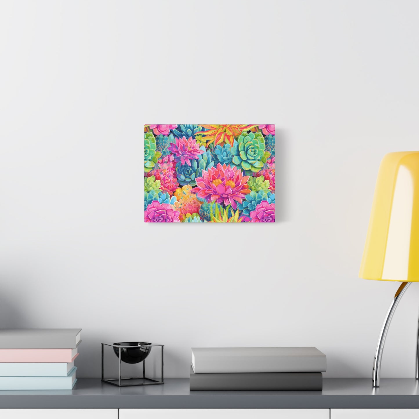 Vibrant Succulent Garden Canvas - Colorful Floral Wall Art, Matte Stretched 1.25"