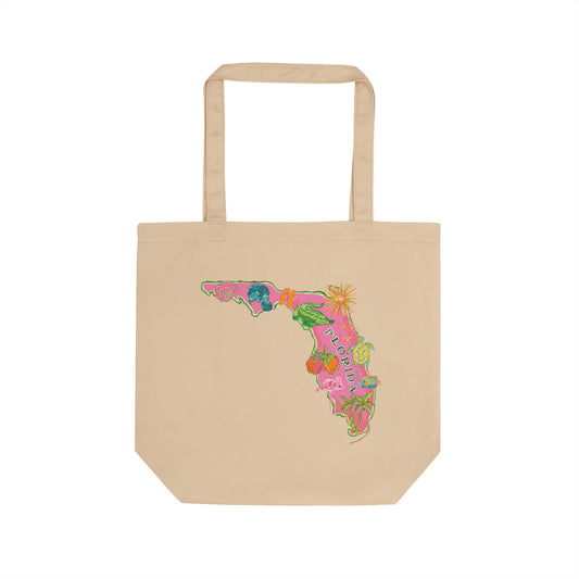 Florida State Map Organic Eco Tote Bag