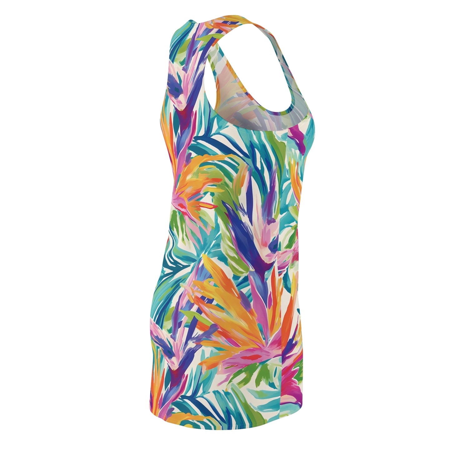 Women’s Tropical Floral Birds of Paradise Racerback Summer Dress