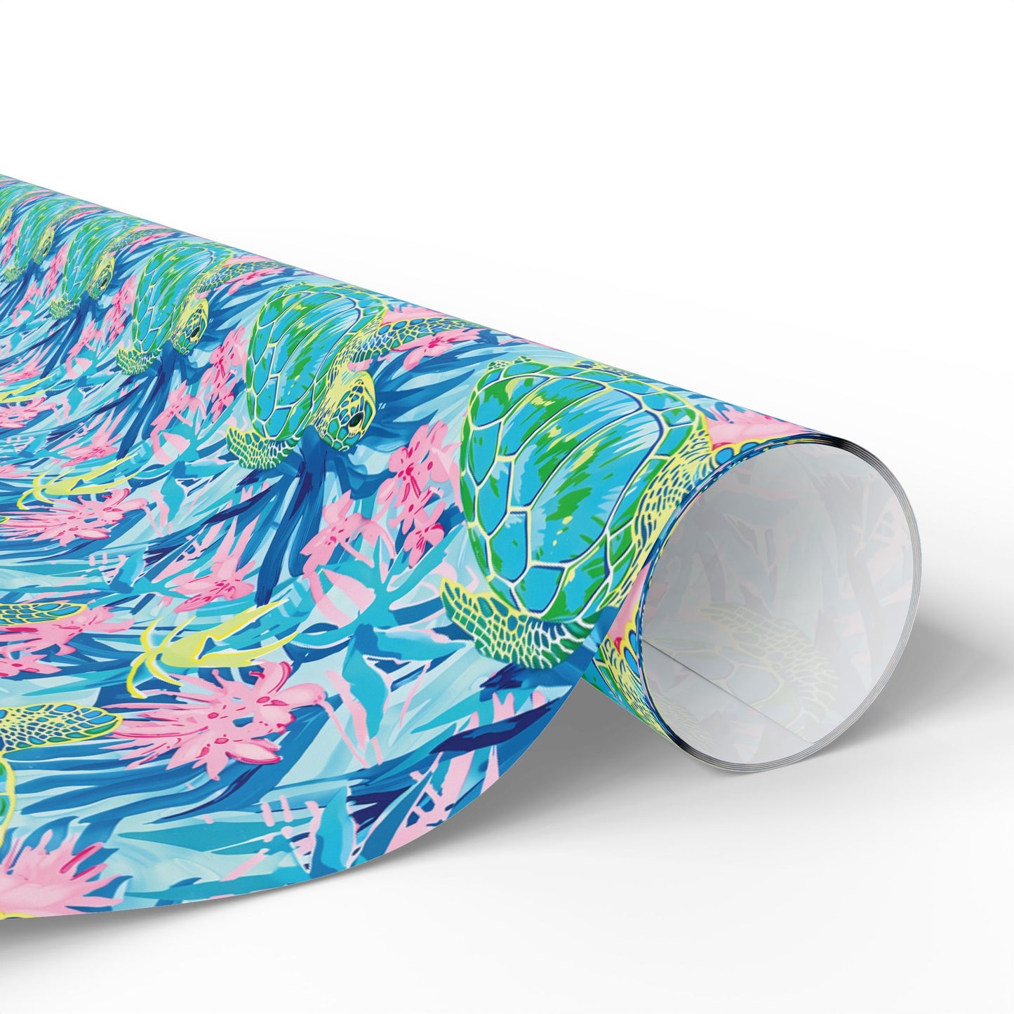 Tropical Floral and Sea Turtle Wrapping Paper, Vibrant Gift Wrap, Eco-Friendly Wrapping, Birthday, Holiday, Party Decor