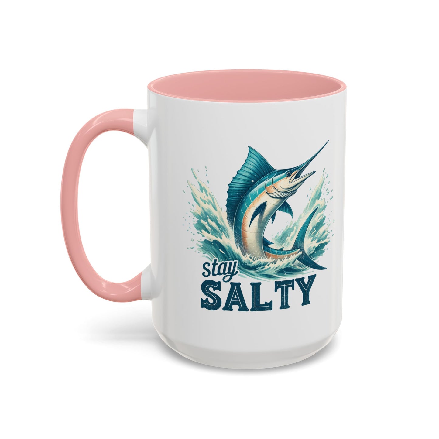 Stay Salty Swordfish Ceramic Coffee Mug 15oz, Fishing, Fisherman Mug Cup
