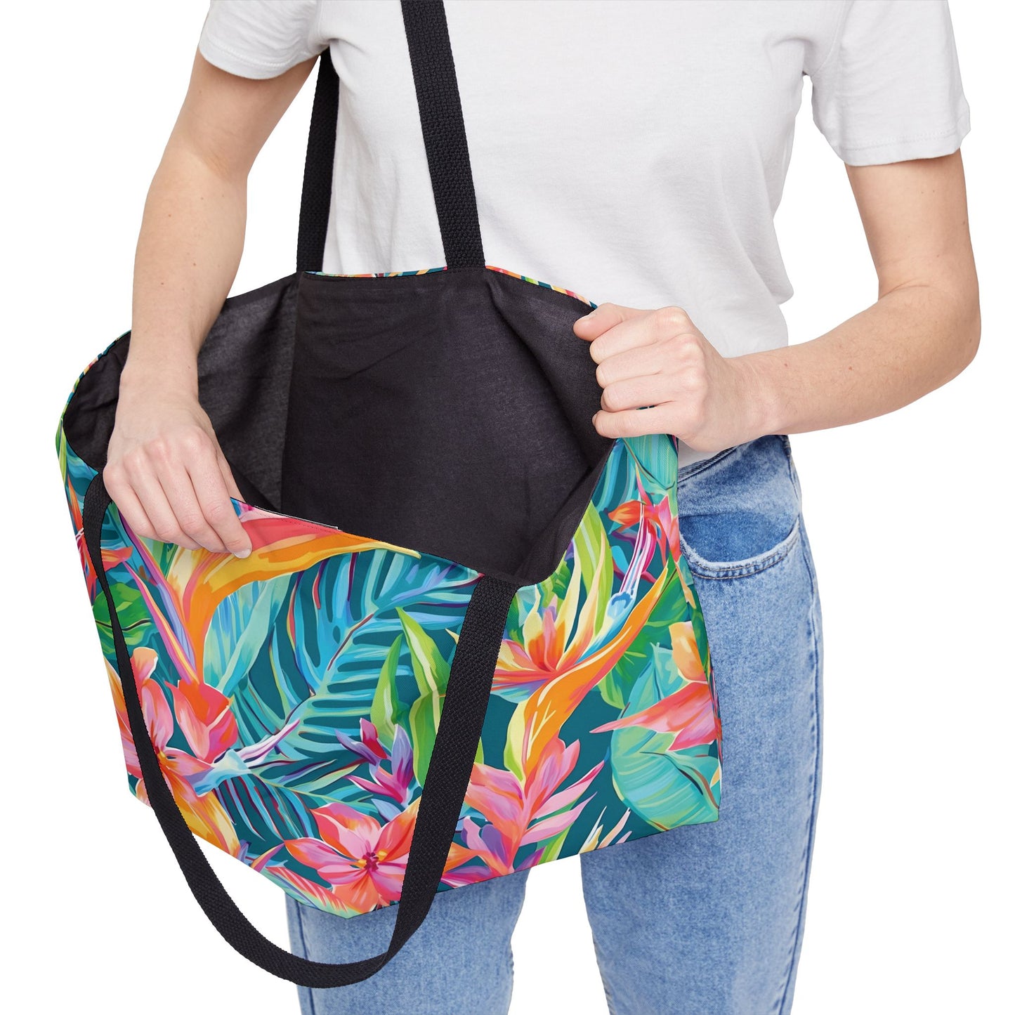 Beach Bag, Tropical Floral Weekender Tote Bag - Travel Bag, Grocery Tote, Summer Handbag, Gift for Her