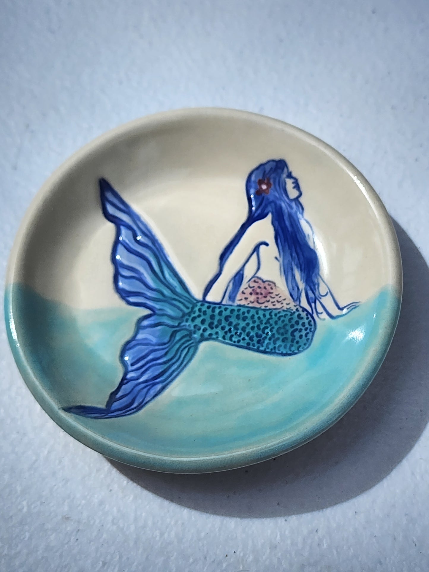 Mermaid Trinket Dish Blue Hand painted