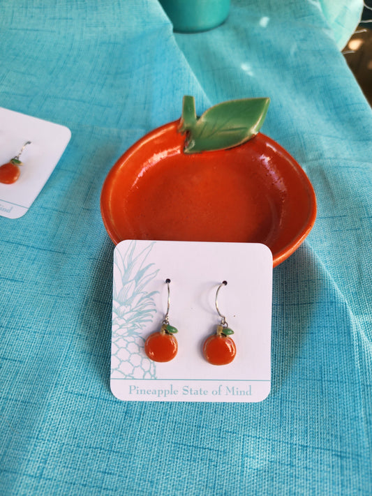 Fruit Shaped Orange Ceramic Earrings