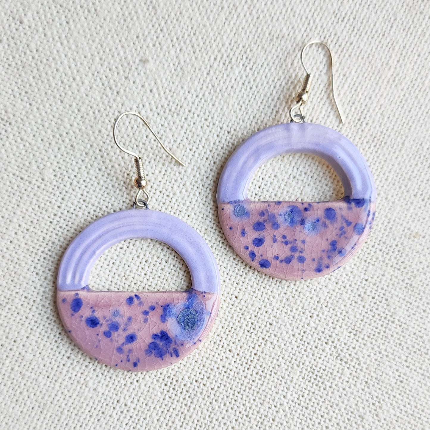 Handmade porcelain purple earrings
