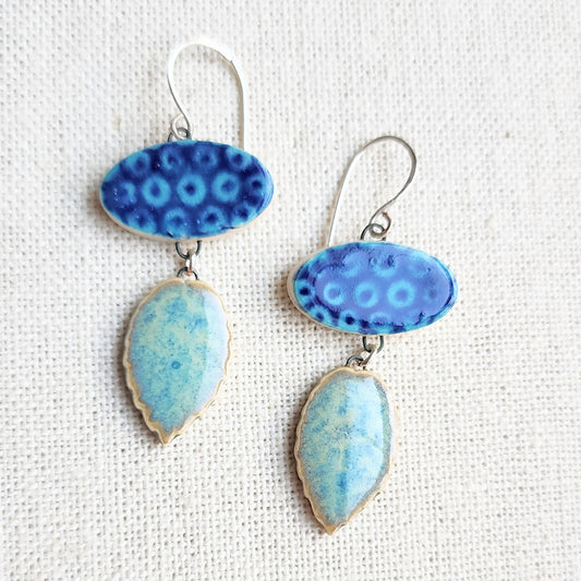 Blue Green Porcelain Earrings