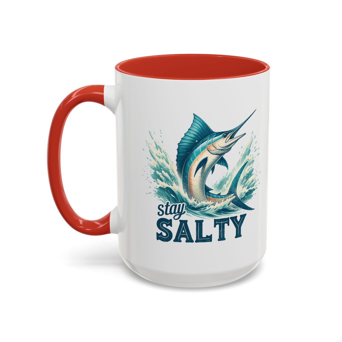 Stay Salty Swordfish Ceramic Coffee Mug 15oz, Fishing, Fisherman Mug Cup