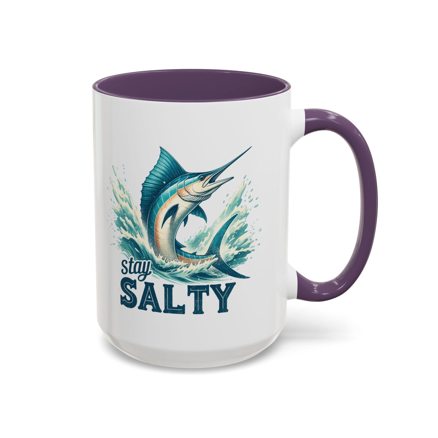 Stay Salty Swordfish Ceramic Coffee Mug 15oz, Fishing, Fisherman Mug Cup