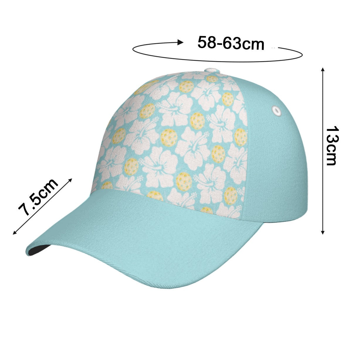 Floral Blue and Yellow Pickleball Print Women's Cap Hat
