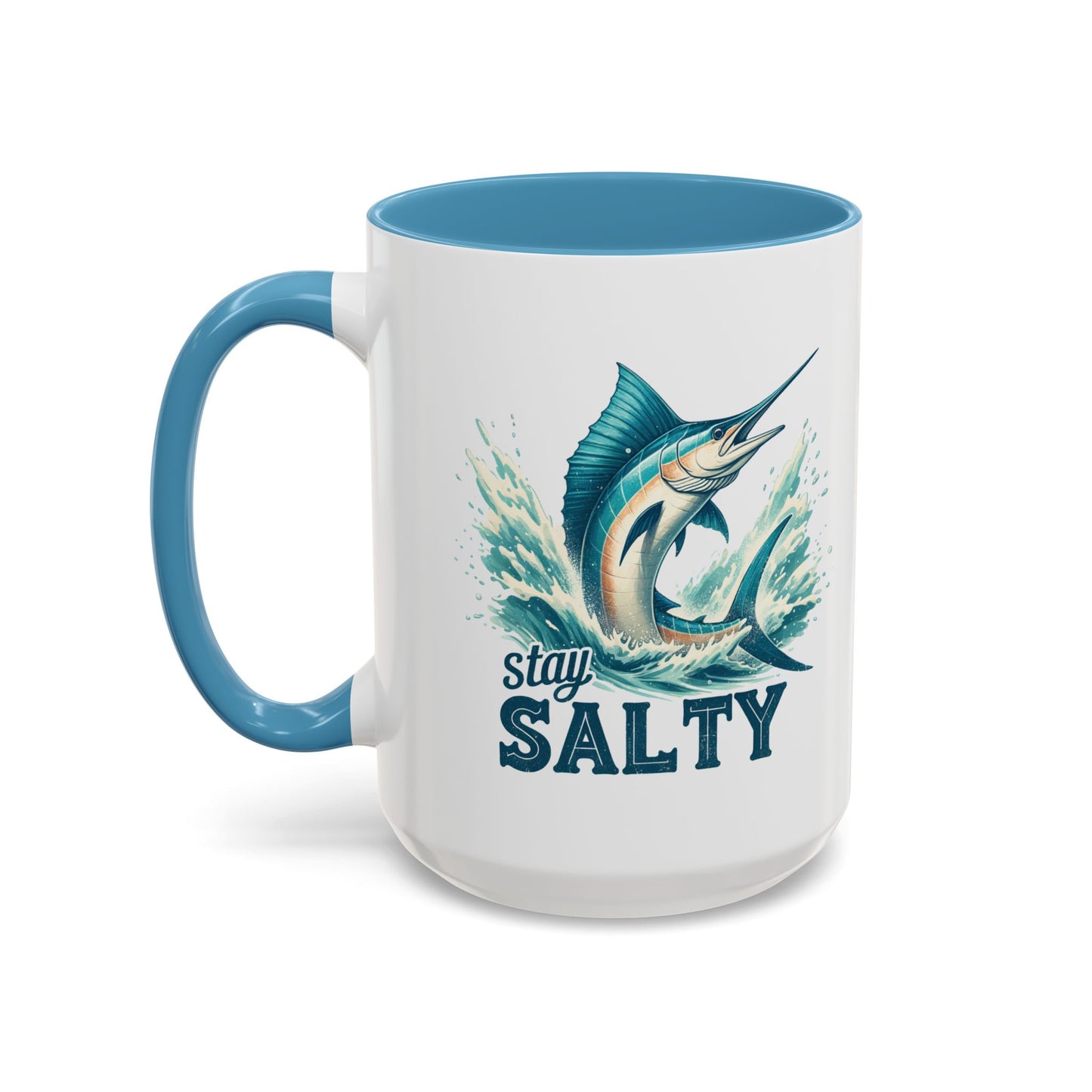Stay Salty Swordfish Ceramic Coffee Mug 15oz, Fishing, Fisherman Mug Cup