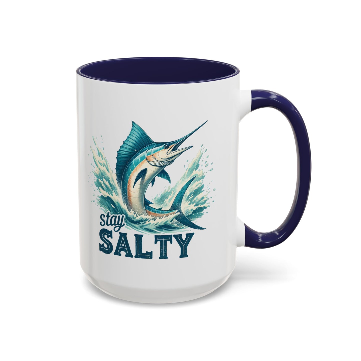 Stay Salty Swordfish Ceramic Coffee Mug 15oz, Fishing, Fisherman Mug Cup
