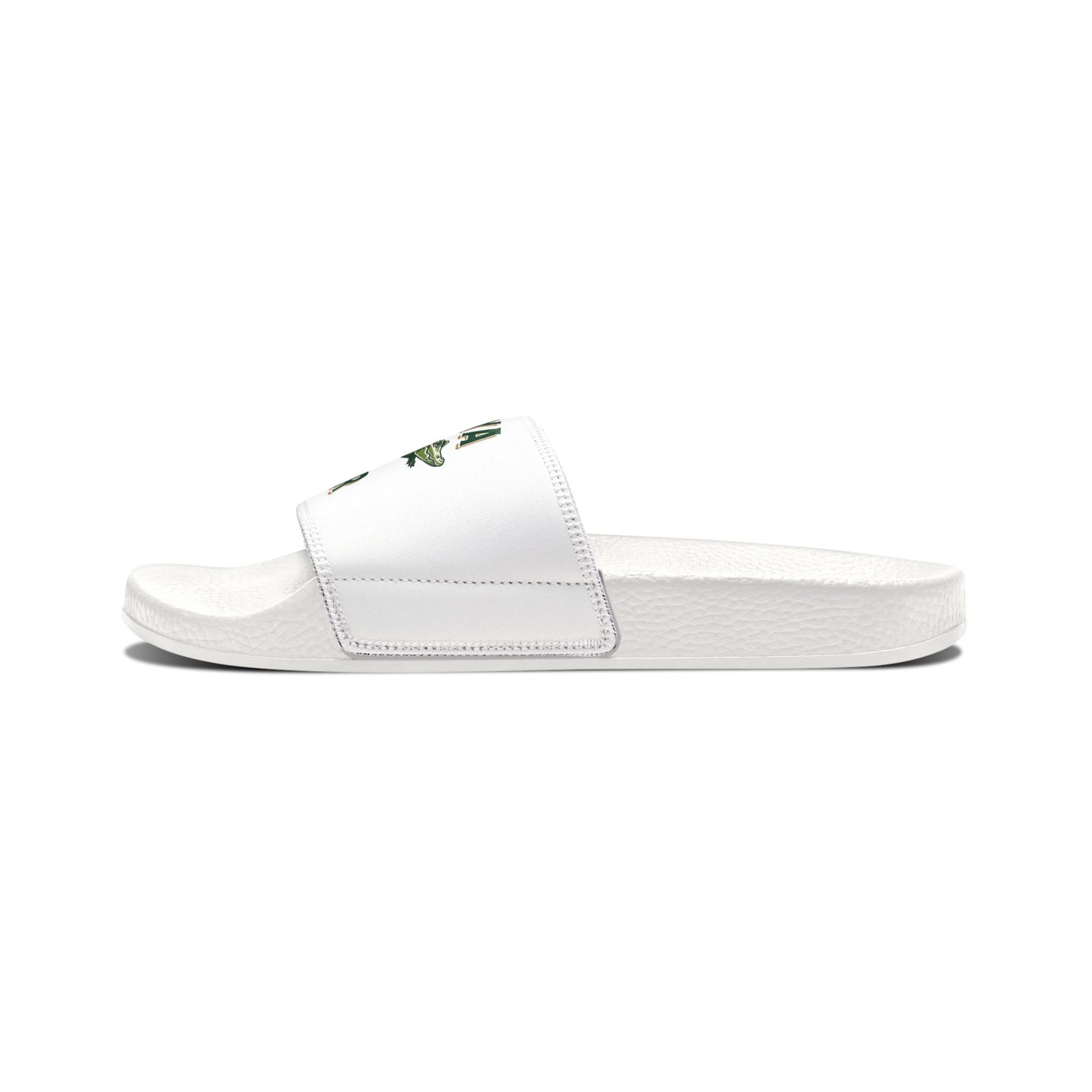 Slide Sandals — White ‘See Ya Later’ Alligator Crocodile Graphic