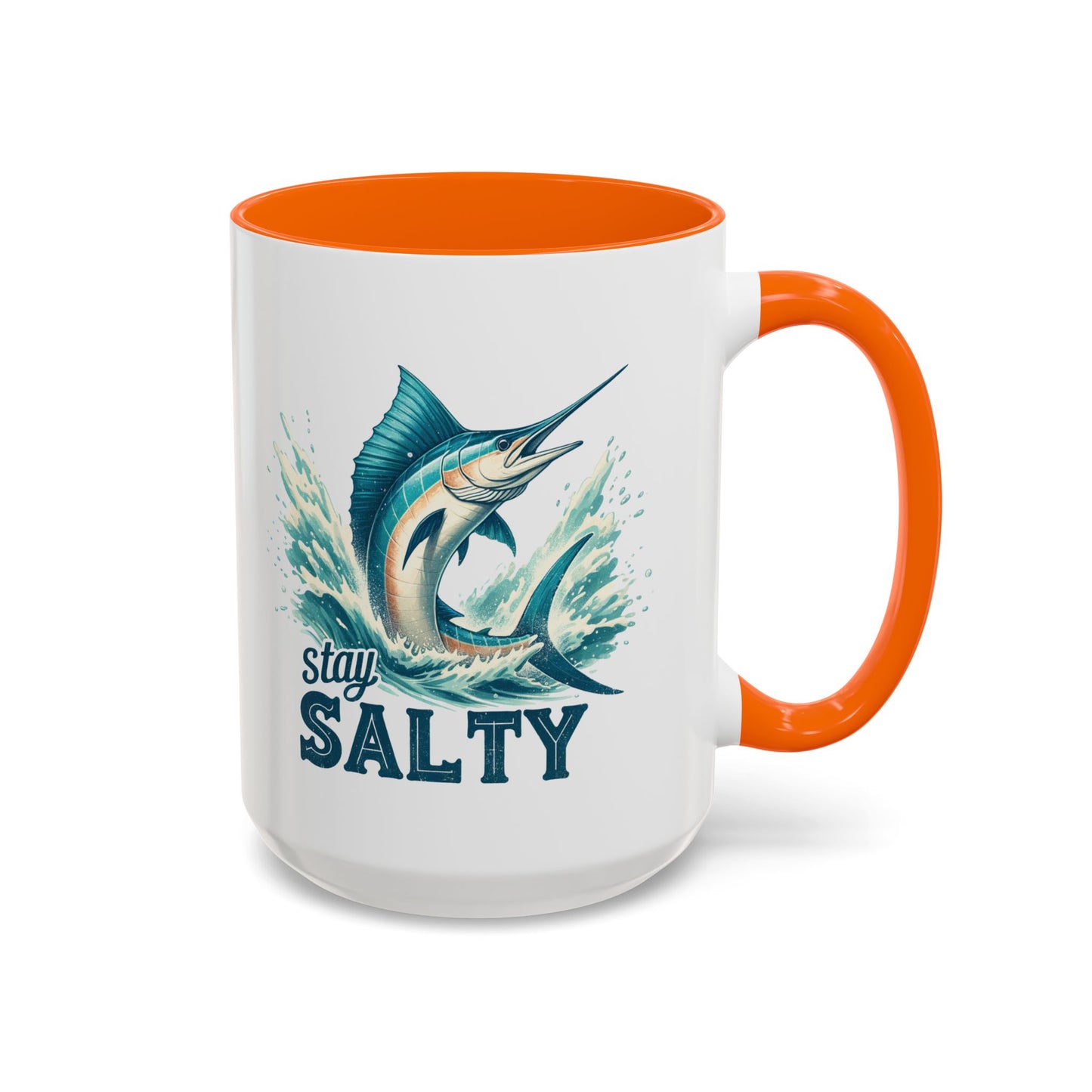 Stay Salty Swordfish Ceramic Coffee Mug 15oz, Fishing, Fisherman Mug Cup