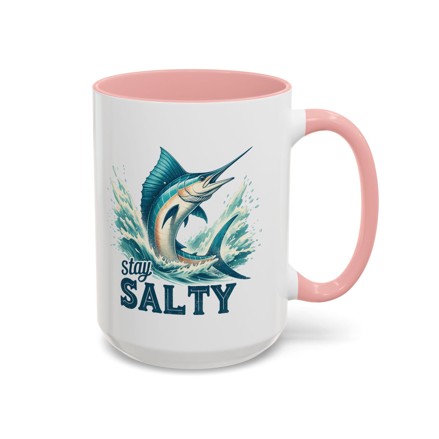 Stay Salty Swordfish Ceramic Coffee Mug 15oz, Fishing, Fisherman Mug Cup