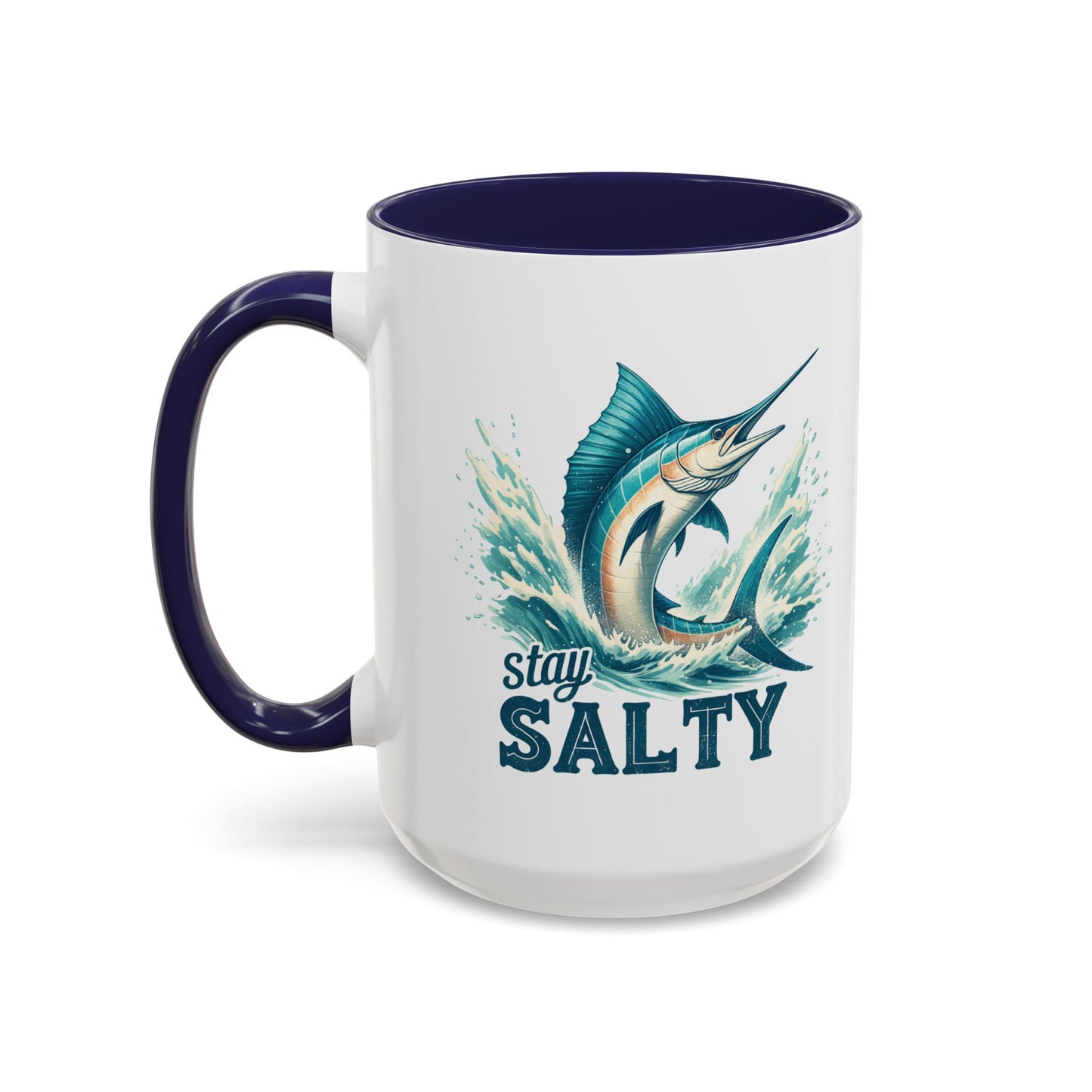 Stay Salty Swordfish Ceramic Coffee Mug 15oz, Fishing, Fisherman Mug Cup