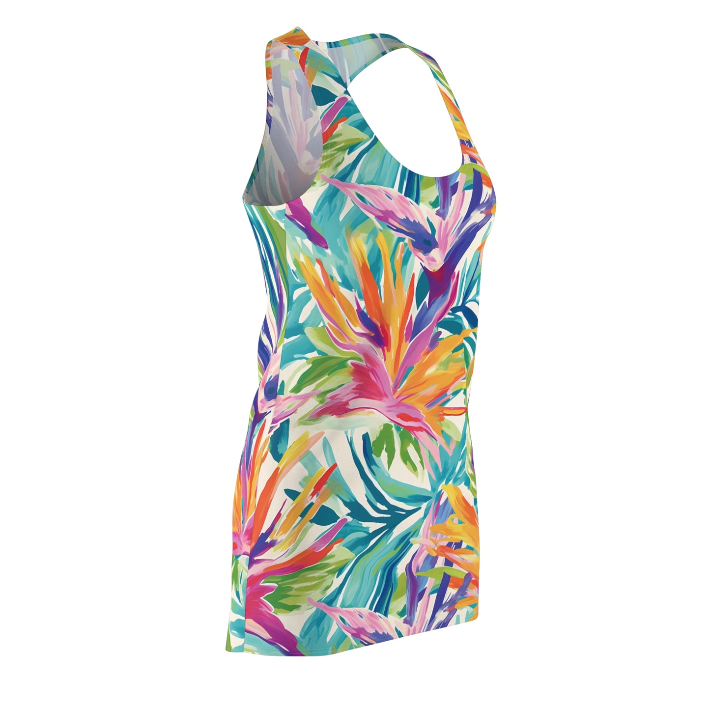 Women’s Tropical Floral Birds of Paradise Racerback Summer Dress