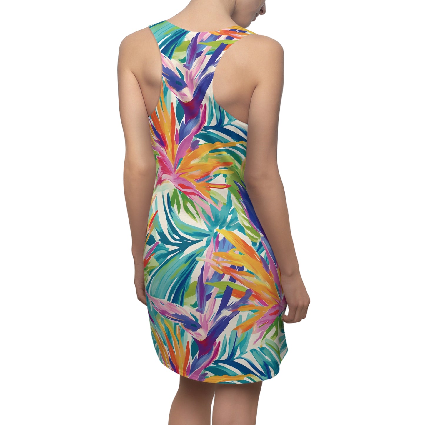 Women’s Tropical Floral Birds of Paradise Racerback Summer Dress