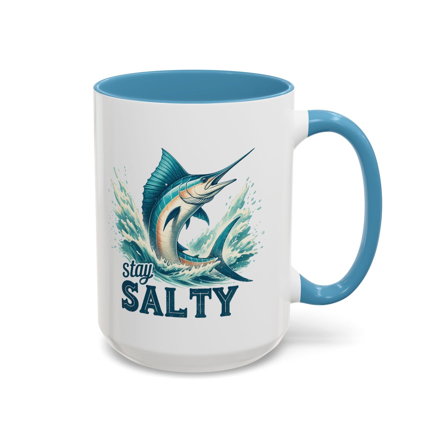 Stay Salty Swordfish Ceramic Coffee Mug 15oz, Fishing, Fisherman Mug Cup