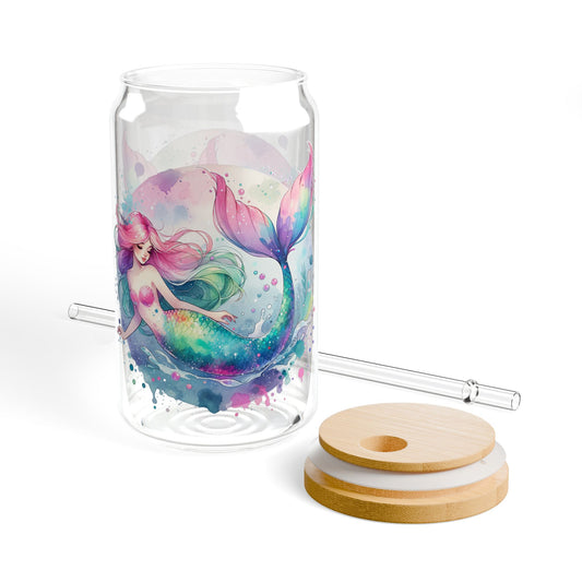 Eco-Friendly Summer Drinkware, Mermaid Sipper Glass, 16oz | Mermaid Fantasy Design, Party Accessory, Gift for Mermaid Lovers