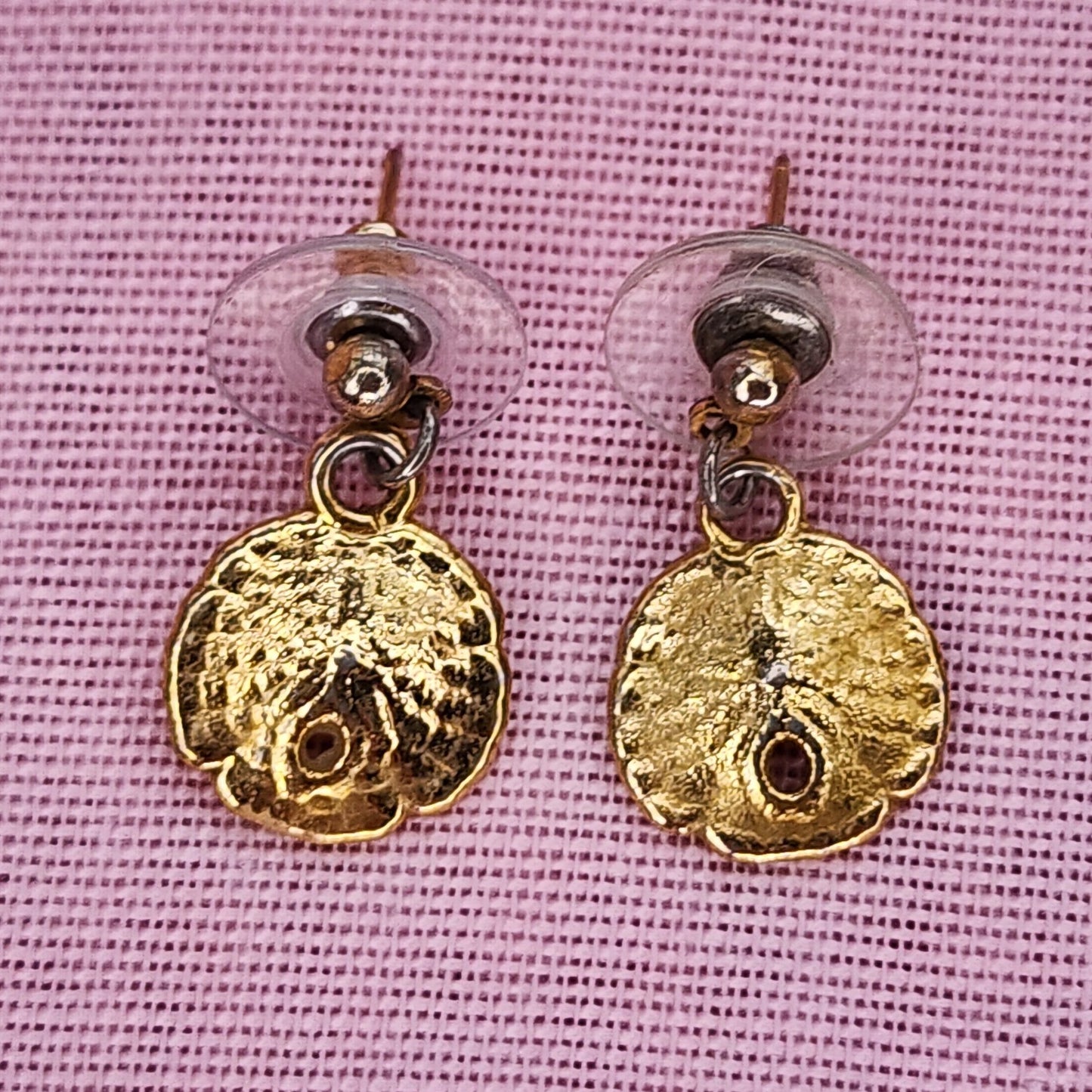 Vintage Mini Gold Dipped Sand Dollar Shell Earrings