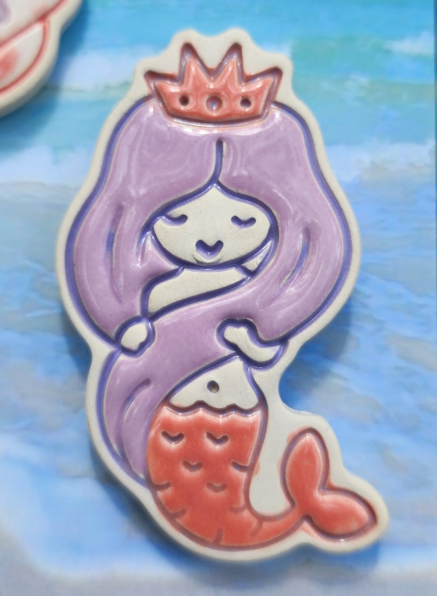 Mermaid Seashell Pink & Purple Ceramic Magnet Set