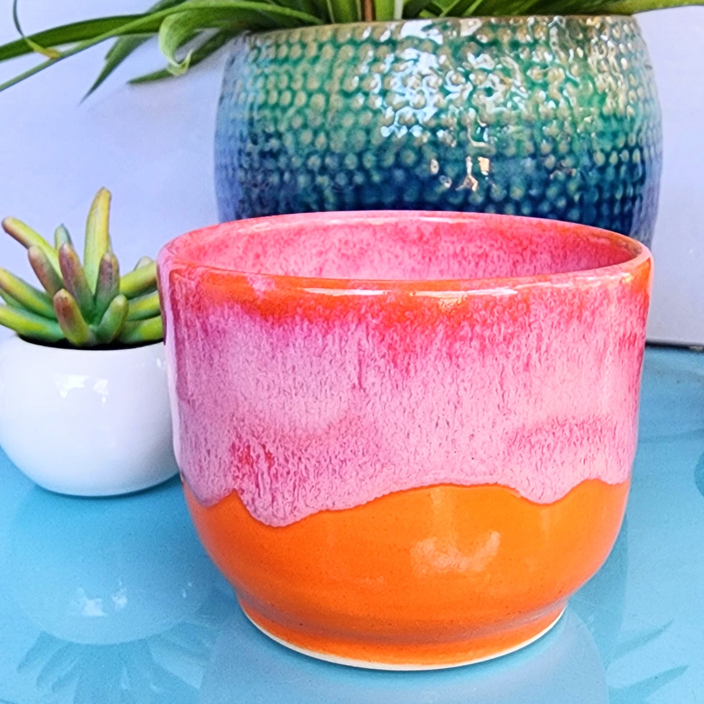 Pink & Orange Ceramic Planter Bowl