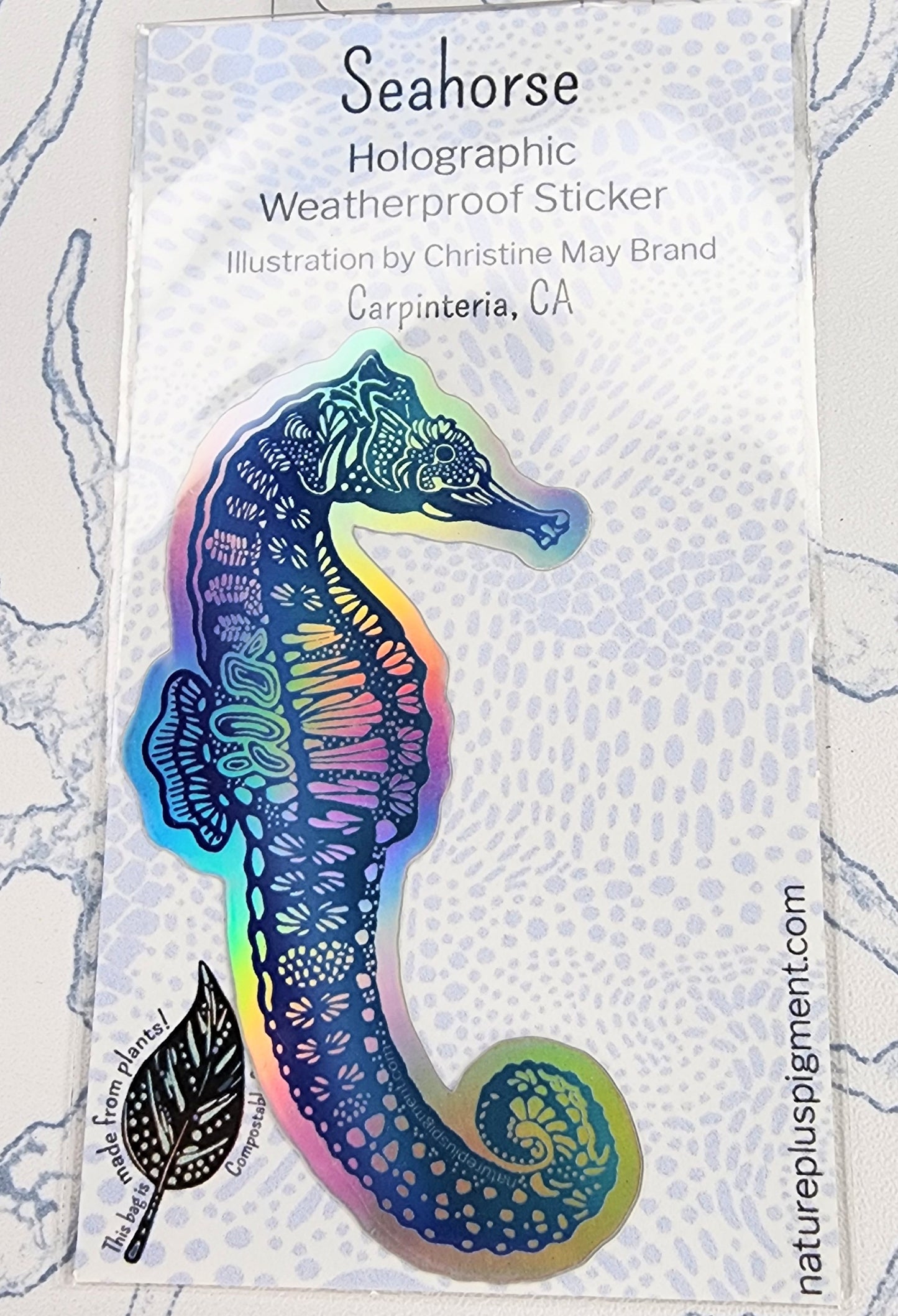 Holographic Seahorse Sticker