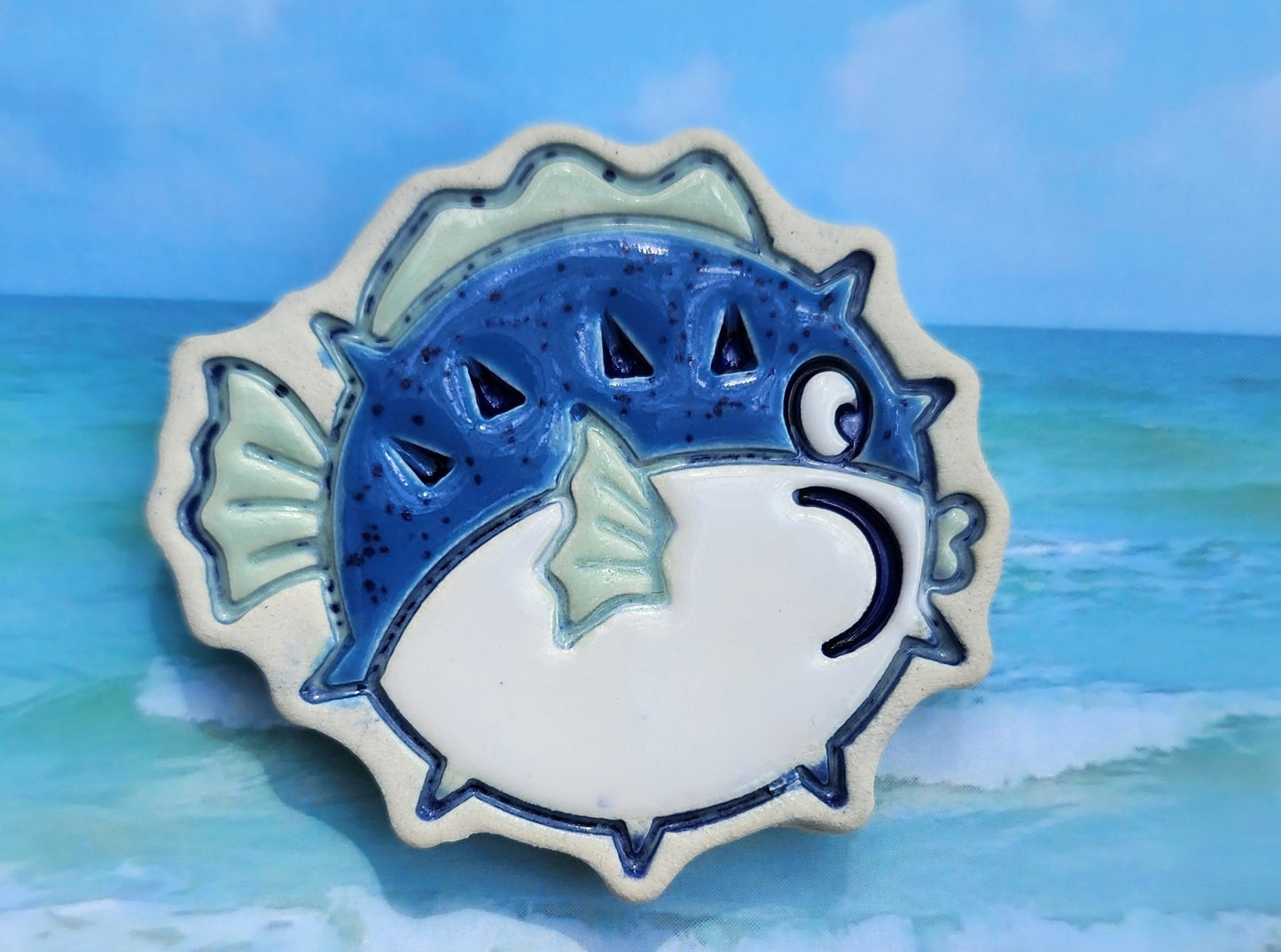 Ceramic Shark and Pufferfish Magnet Set