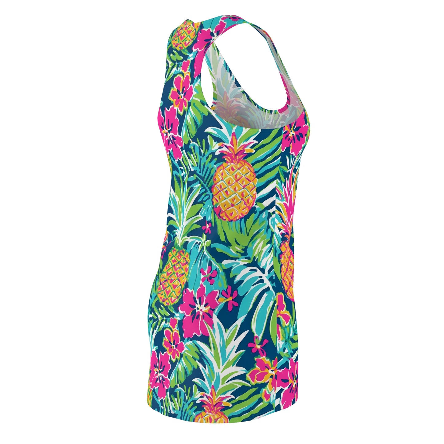 Women’s Tropical Floral Pineapple Racerback Summer Dress