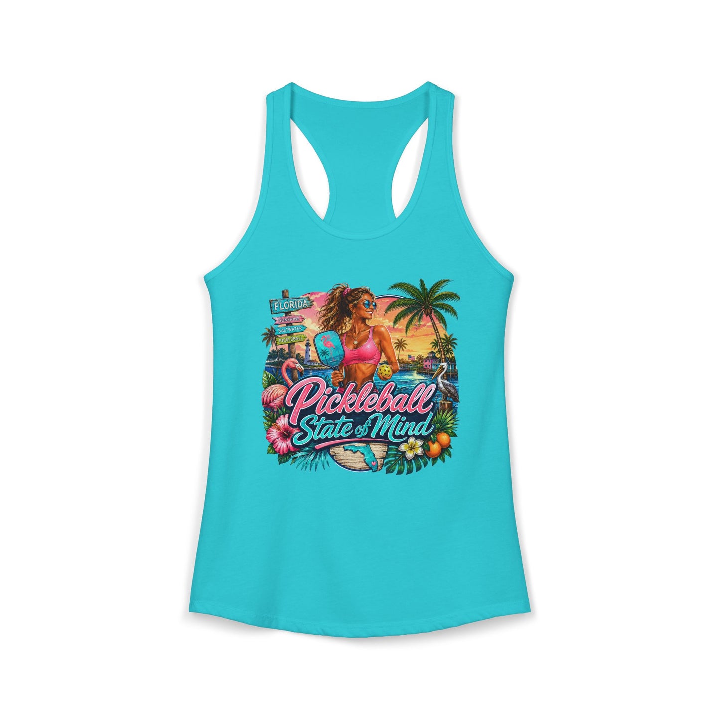 Pickleball State of Mind Florida Women's Racerback Tank Top