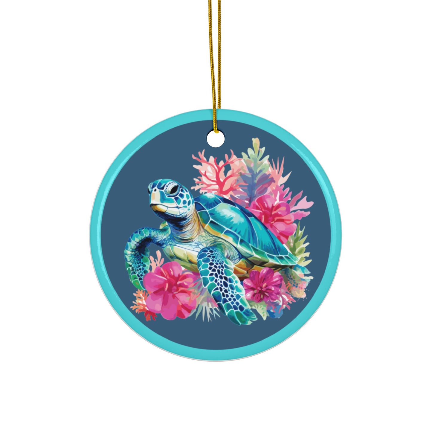 Blue Sea Turtle Animal Ceramic Holiday Ornaments