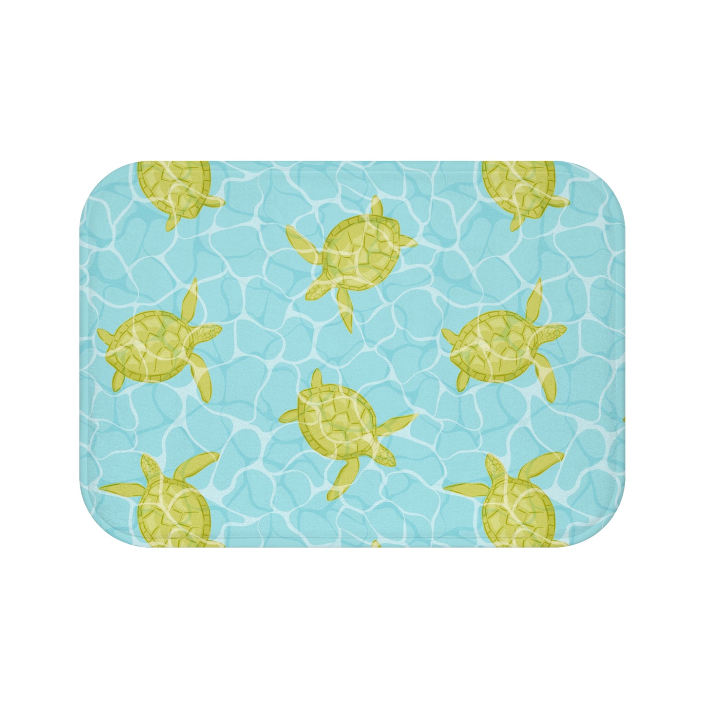 Sea Turtle Bath Mat — Tropical Pool Pattern, Coastal Bathroom Accent