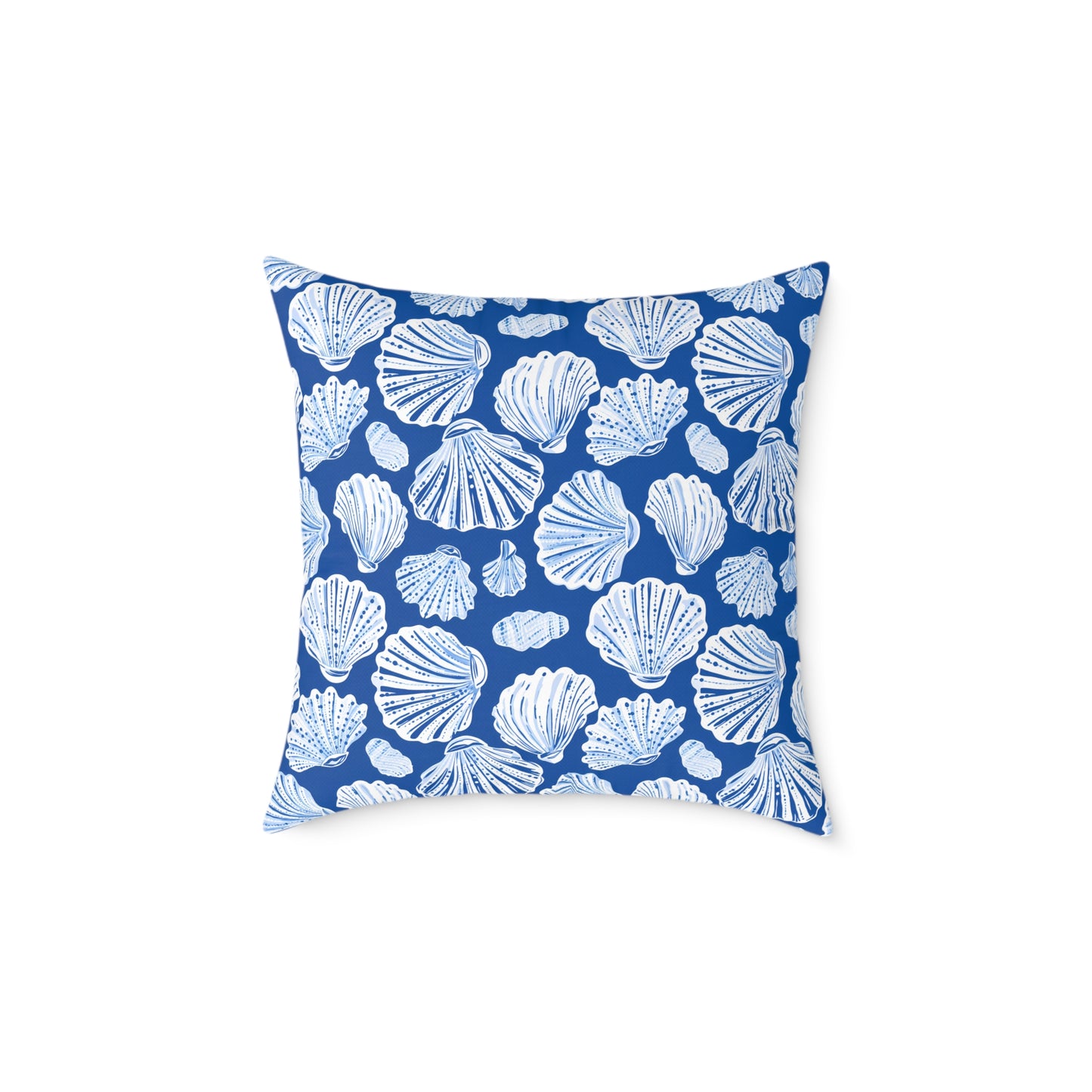 Nautical Blue Shell Pattern Square Throw Pillow
