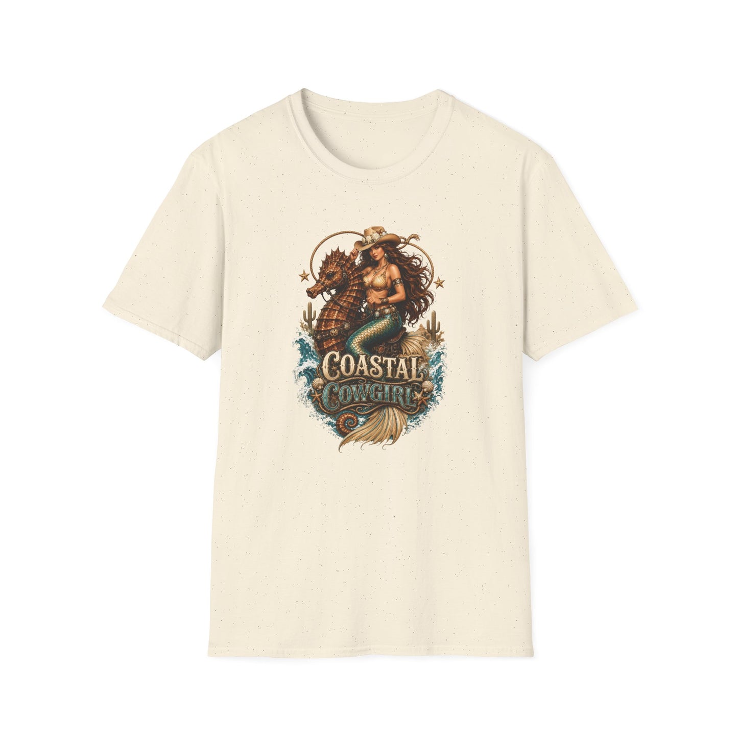 Coastal Cowgirl Mermaid T-Shirt — Western Beach Sea Horse Graphic Tee