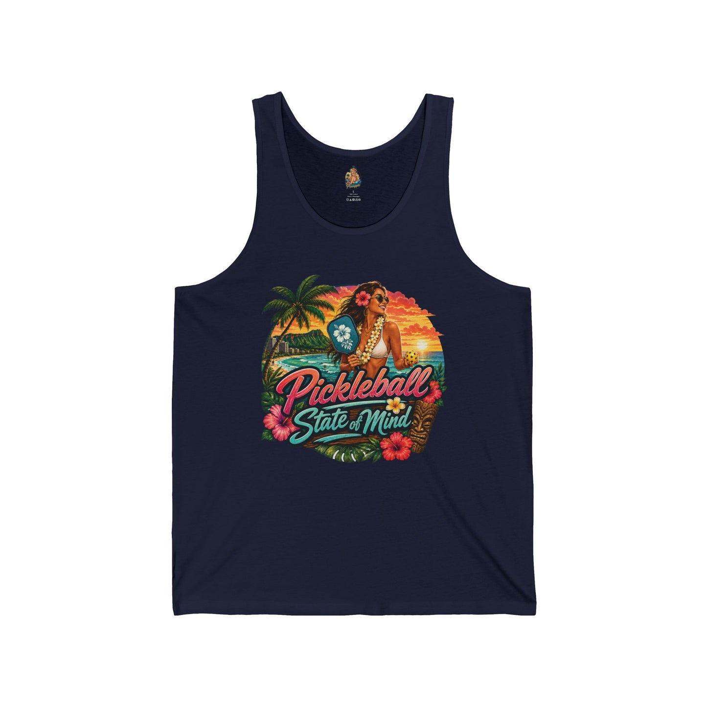 Pickleball State of Mind Tank Top — Tropical Sunset Paddle Shirt
