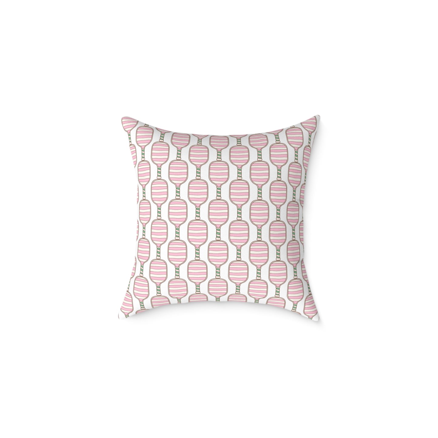 Pink Pickleball Preppy Pattern Pillow — Decorative Square Throw Pillow
