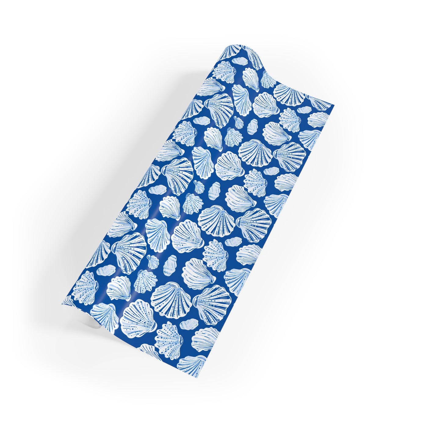 Seashell Pattern Gift Wrap Roll — Blue Coastal Wrapping Paper
