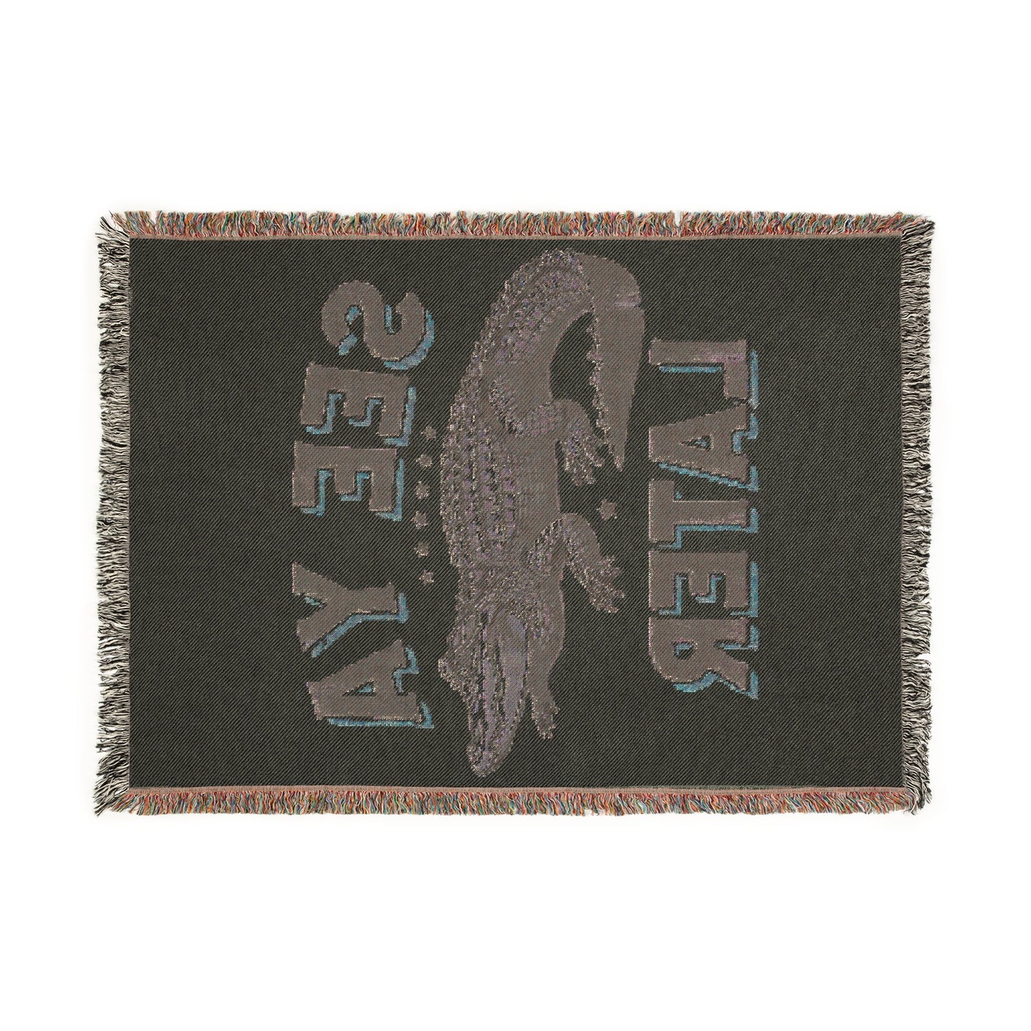 See Ya Later Alligator Reptile, Woven Blanket — Retro Gator Throw Blanket