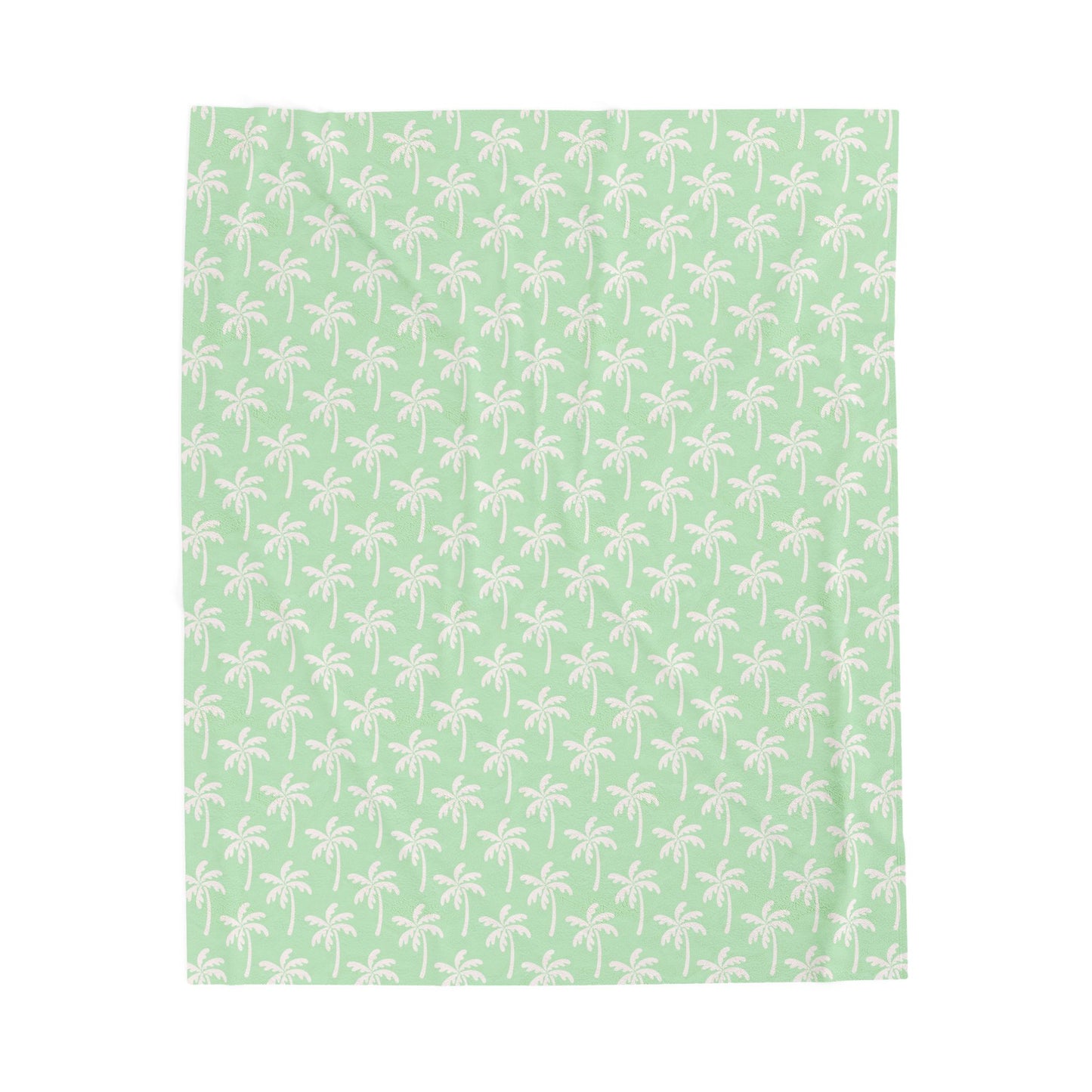 Velveteen Plush Blanket — Mint Palm Tree Pattern Cozy Throw
