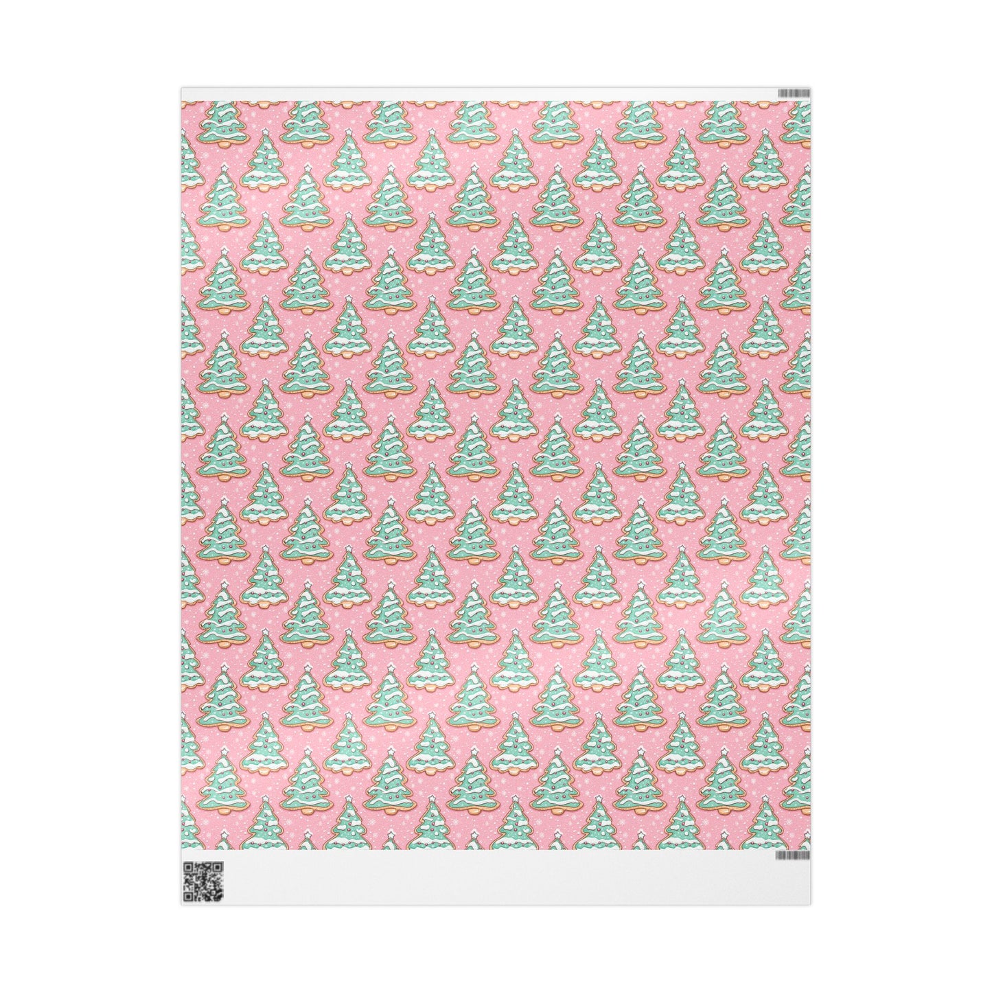 Christmas Tree Cookie Pink and Mint Green Wrapping Paper Roll — Cute Pastel Holiday Gift Wrap