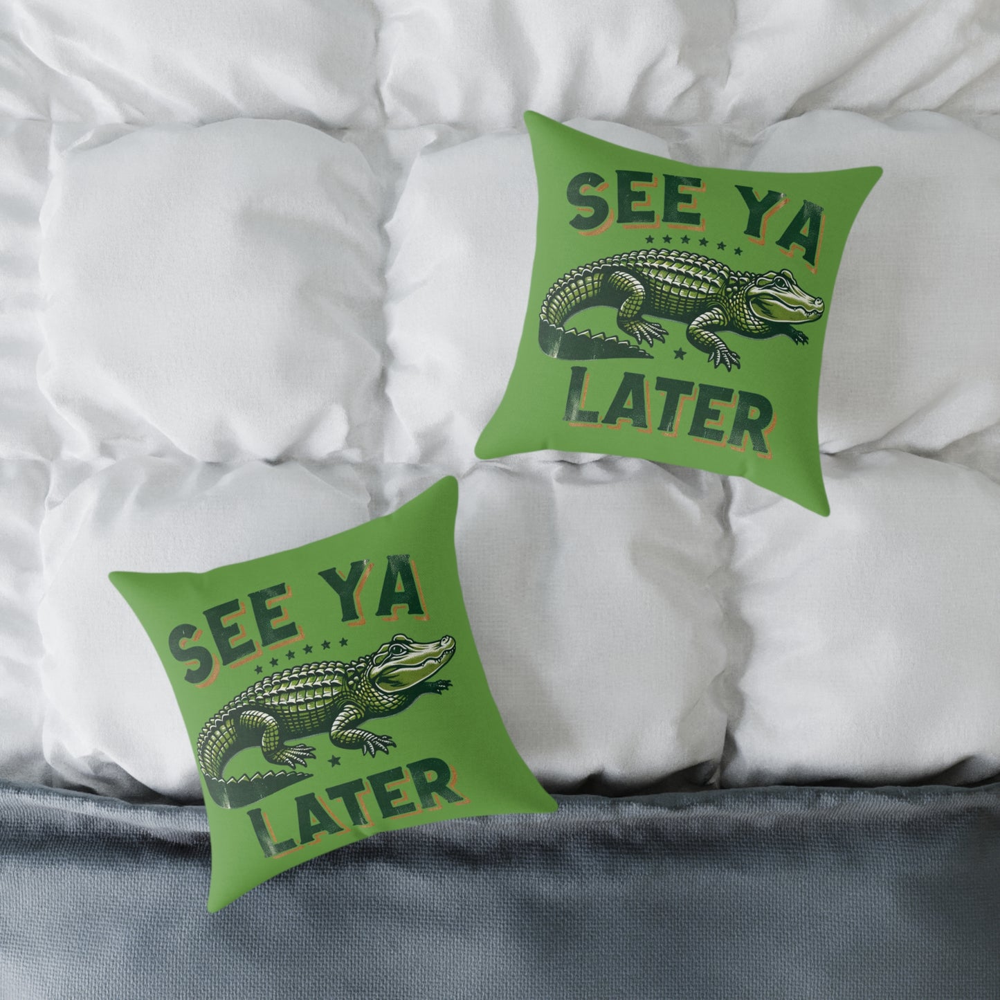 Alligator 'See Ya Later' Square Pillow