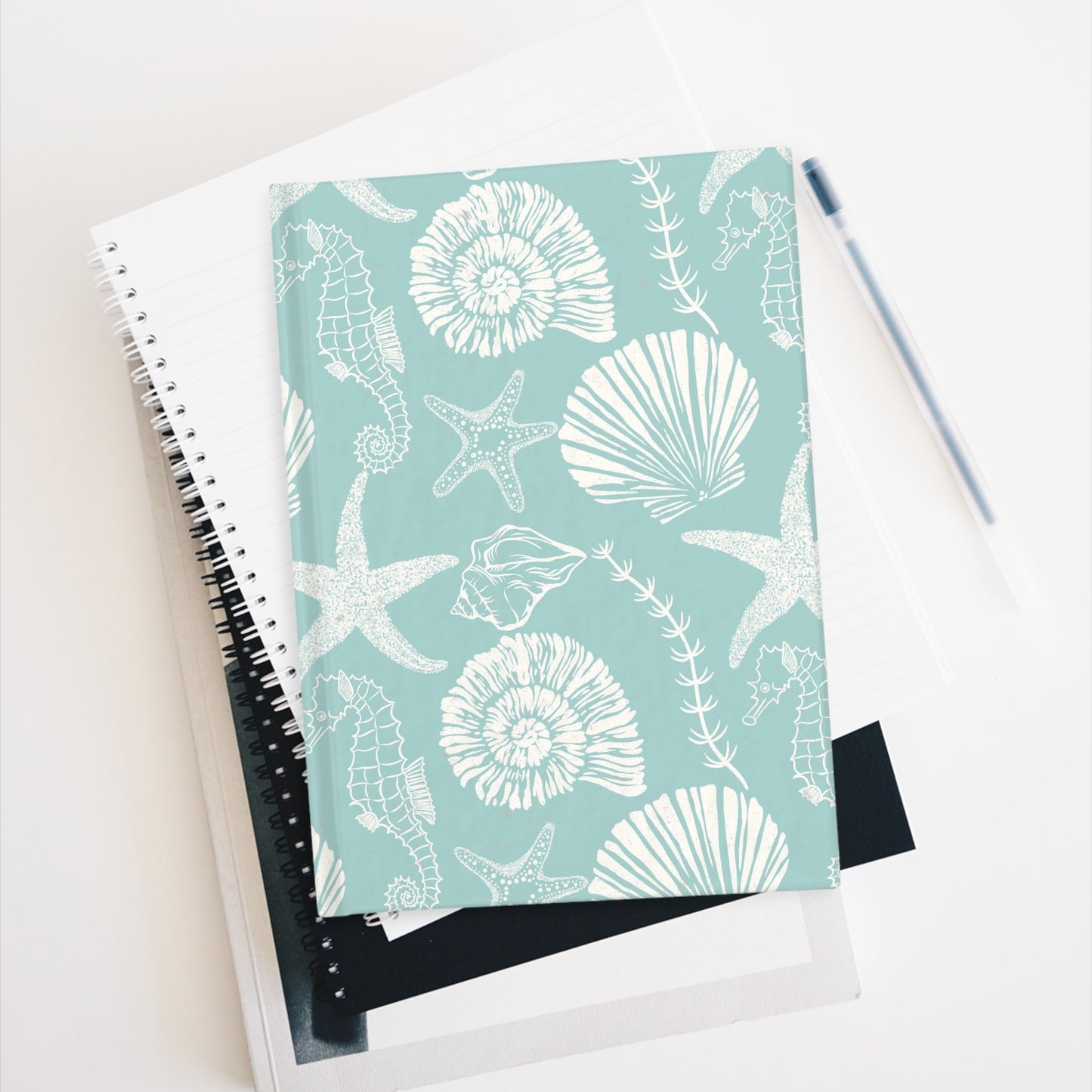 Seaside Shells Journal — Coastal Seashell & Seahorse Notebook