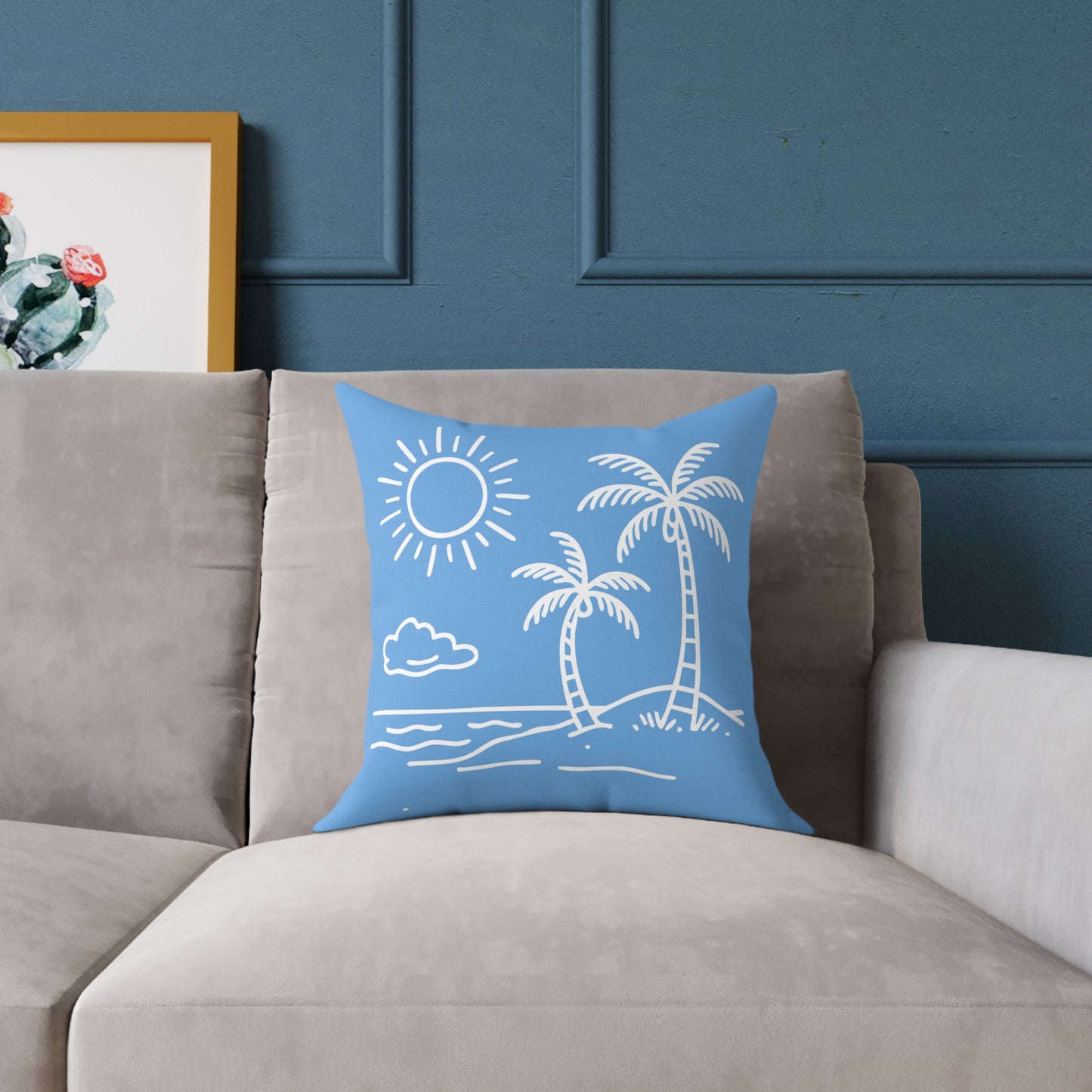 Beach Palm Throw Pillow – Coastal Palm Tree Surf Design